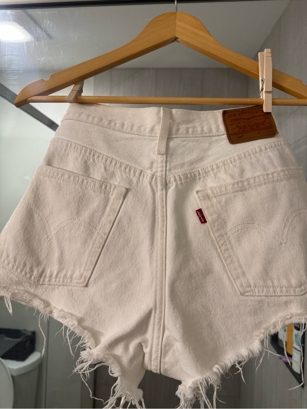 Levi's Off-White High-Waist Denim Cutoff Shorts